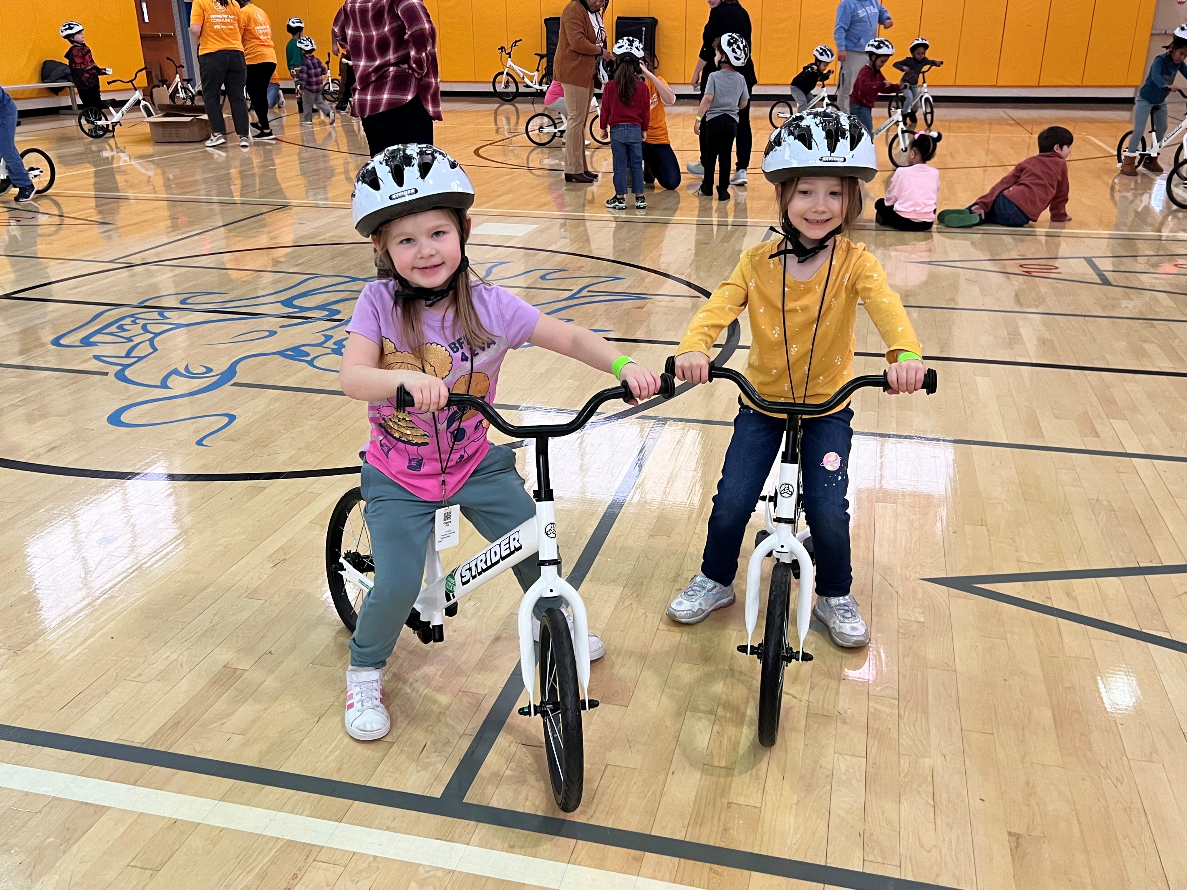 children riding bikes