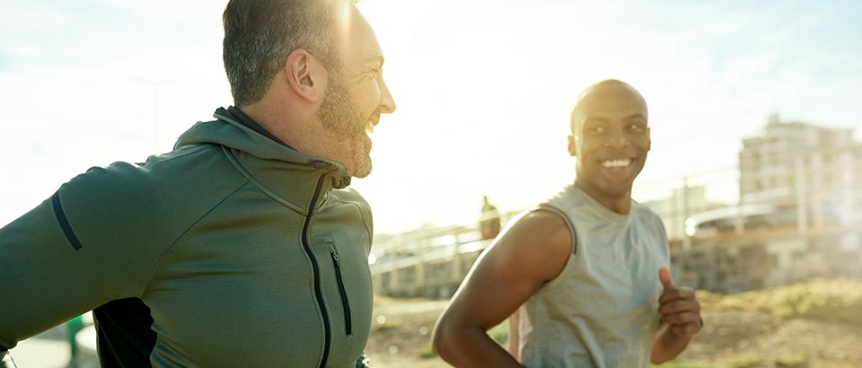 two men running