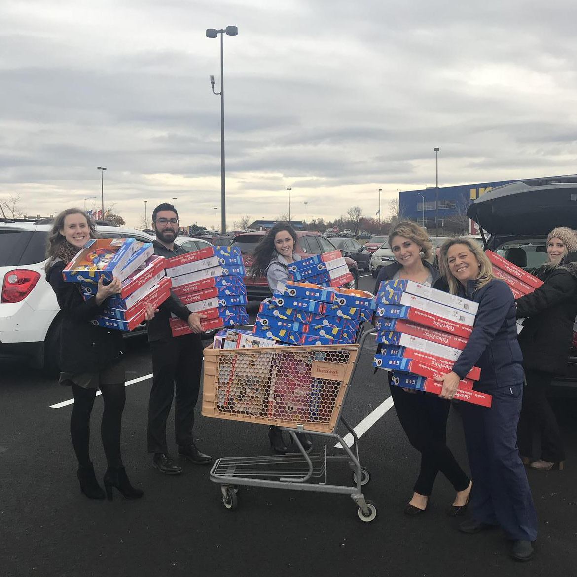 Group outside in parking lot