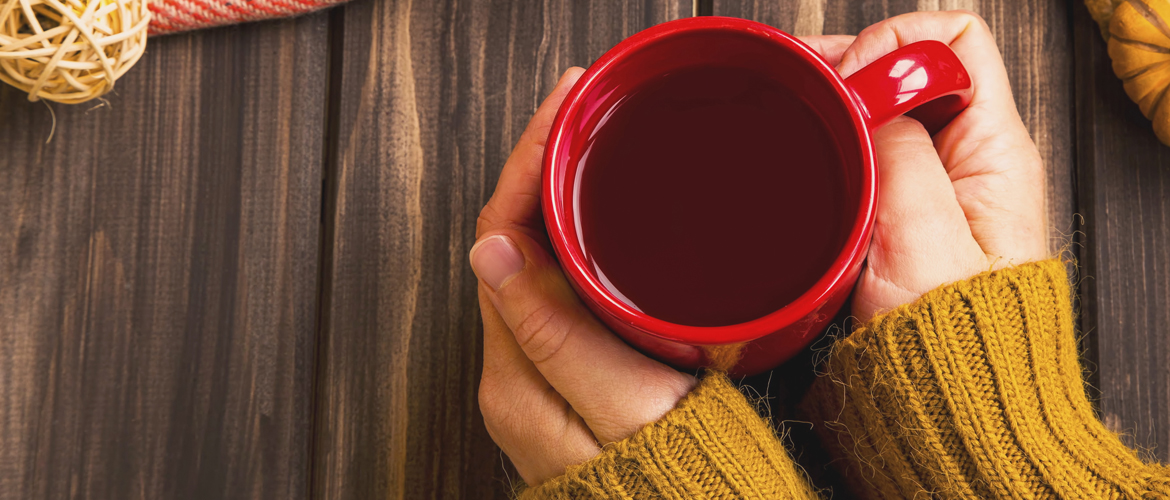 top view of mug of tea