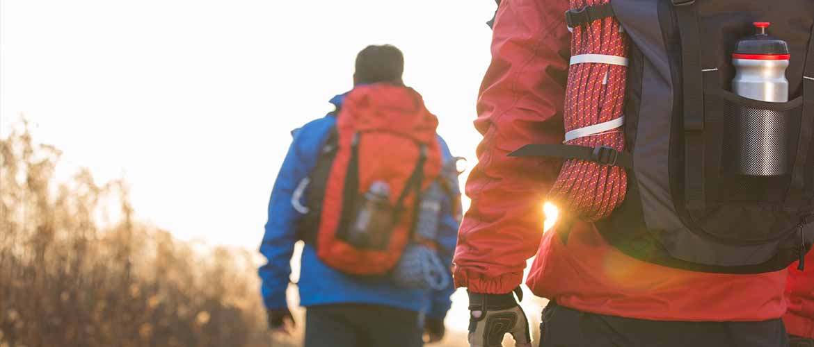 two people hiking