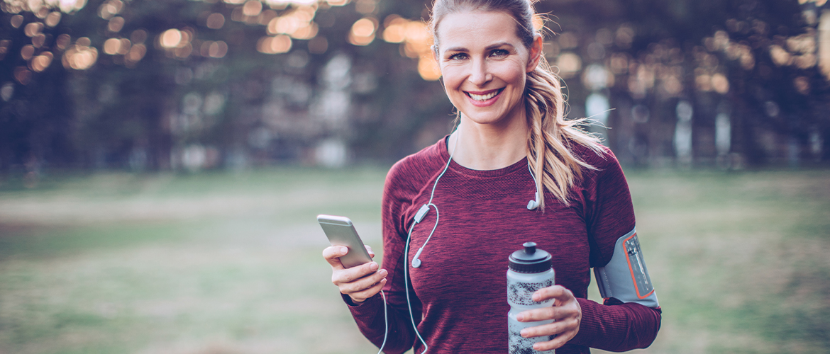 woman with water bottle